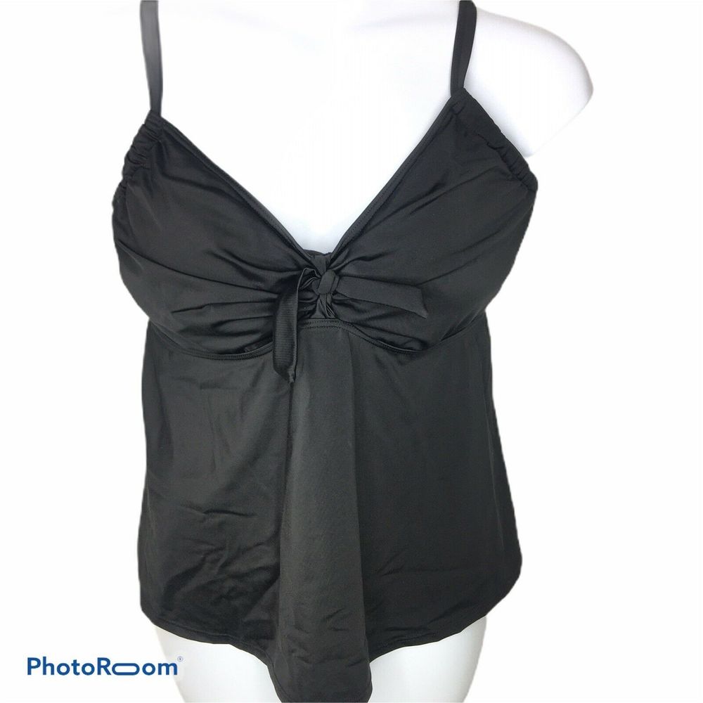 Swimsuits For All Tie Front Underwire Tankini Top - Picture 3 of 9